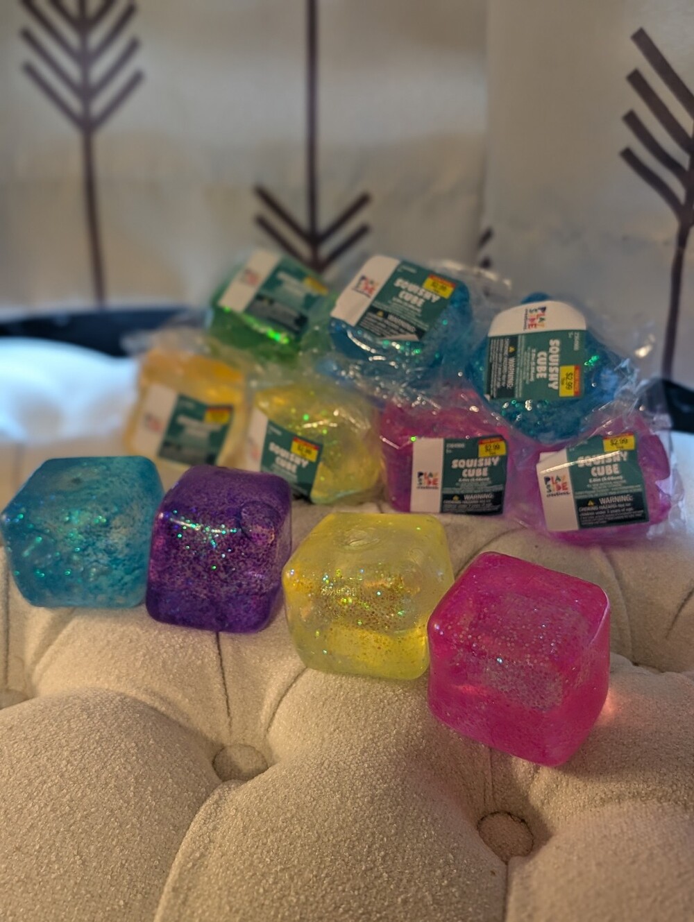 Playside Creations Glitter Squishy Cube Sensory Stress Toy NWT Color Choice - Picture 5 of 5
